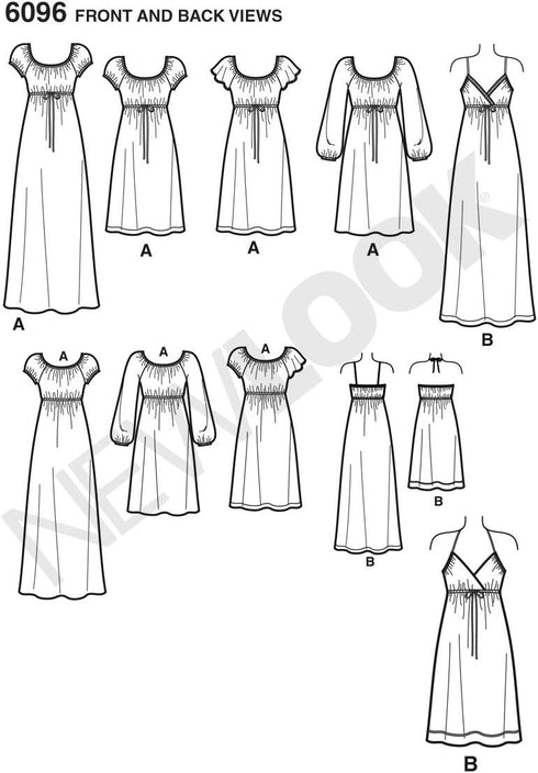 Simplicity New Look Pattern 6096 Misses Dresses with Length and Sleeve Variations Sizes 4-6-8-10-12-14-16...