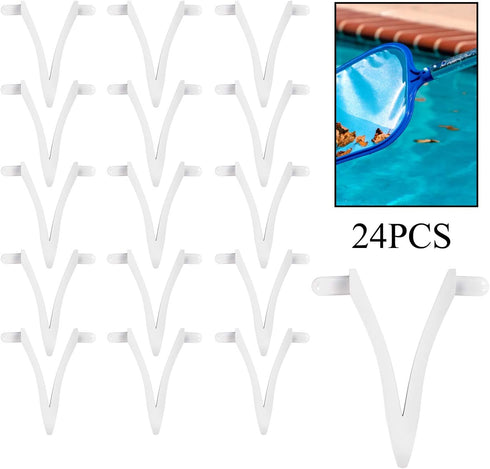 Funmit Pool Butterfly Clips V-Clips Attachment Clips Replacement for Pool Spa Brush Leaf Rake Leaf Skimmer (24 Pack)...