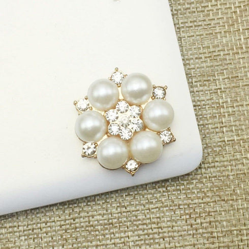 30pcs/Set Flower Rhinestones Buttons Pearl Button Wedding Decoration DIY Alloy Cryustal Bow Accessories(0.9inch,Sliver)...