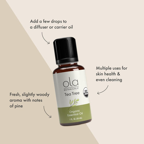 Ola Botanicals Organic Tea Tree Essential Oil (1 Fl. Oz.), Cleansing and Refreshing, Certified USDA Organic, Dr. Mercola...