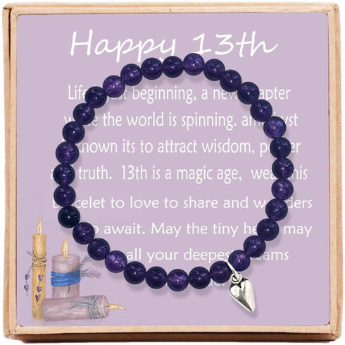 13 Birthday Gifts Turning 13 – Bead Bracelet with Message Card & Gift Box -Thirteenth...