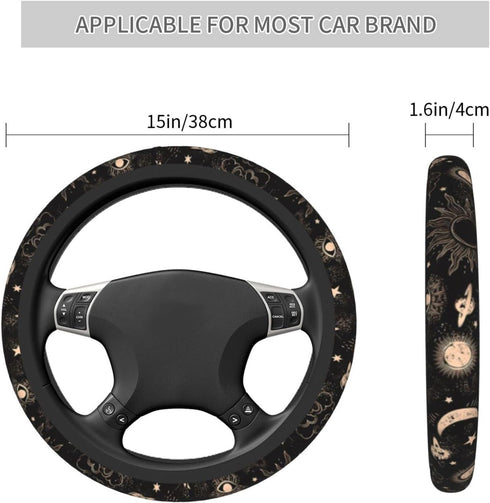 Star Moon Neoprene Car Steering Wheel Cover - Universal 15 Inch Non-Slip, Fit Auto SUV Sedan Vans Trucks...