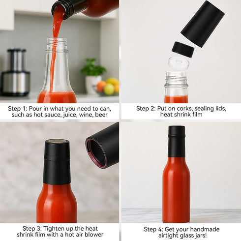 WERTIOO Hot Sauce Bottles 21-Pack 5oz Round Small Glass Bottles with Caps & Funnel - Reusable Mini Sauce Containers for Chili Oil, Vinegar, Gift F...