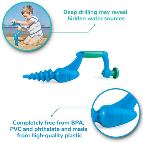 Hape Sand and Beach Toy Driller Toys, Blue L: 5.1, W: 2.6, H: 16.9 inch...