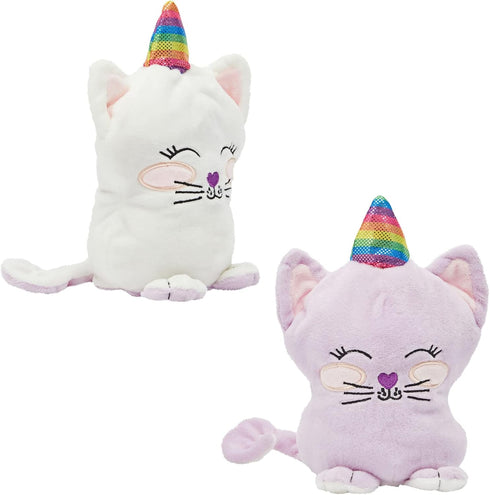 BLUE PANDA Small Reversible Caticorn Plush Toy, Lavender and White Caticorn Plushie with Rainbow Horn (6 x 12 in)...
