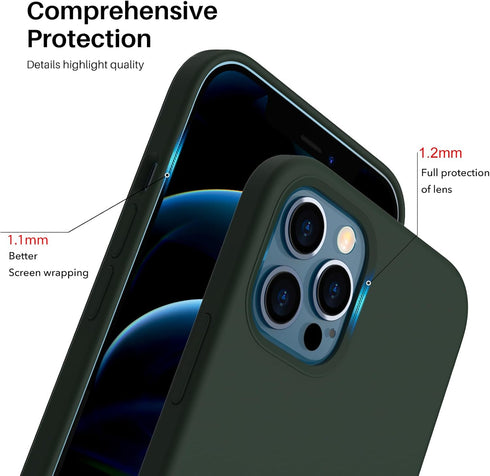 ORNARTO Compatible with iPhone 12 Case, Compatible with iPhone 12 Pro Case, Slim Liquid Silicone 3 Layers Full Covered Soft Gel Rubber Phone Case ...