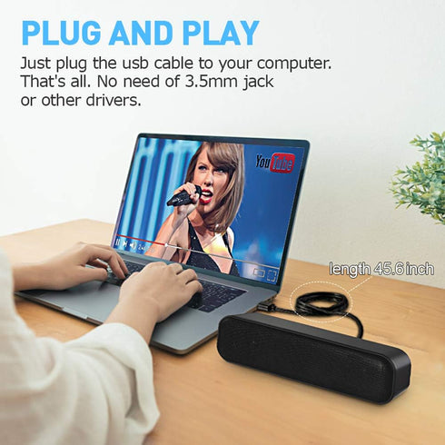 ZETIY Updated Computer Speaker, USB Powered Speaker for Desktop,Windows PC,Mac. Portable Mini Sound bar-Plug and Play with Volume Control and Mute...