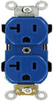 Leviton 5352-BU 20-Amp, 125 Volt, Industrial Heavy Duty Grade, Duplex Receptacle, Straight Blade, Self Grounding, Blue...