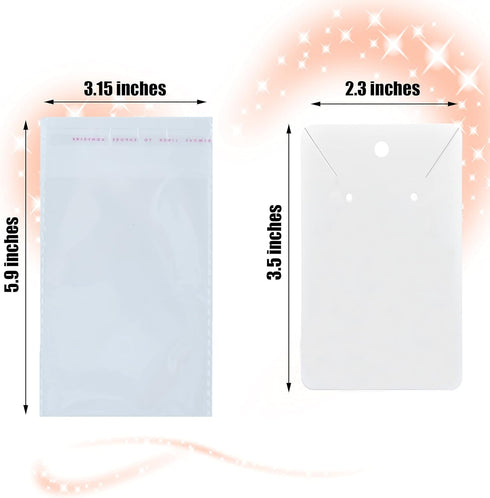 120 Set Earring Holder Cards Necklace Display Cards with 120 Pcs Self Sealing Bags and 240 Pcs Earring Backs for Earring Necklace Display(3.5 x 2....