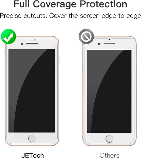 JETech Full Coverage Screen Protector for iPhone 8 Plus/7 Plus 5.5-Inch, White Edge Tempered Glass Film with Easy Installation Tool, Case-Friendly...
