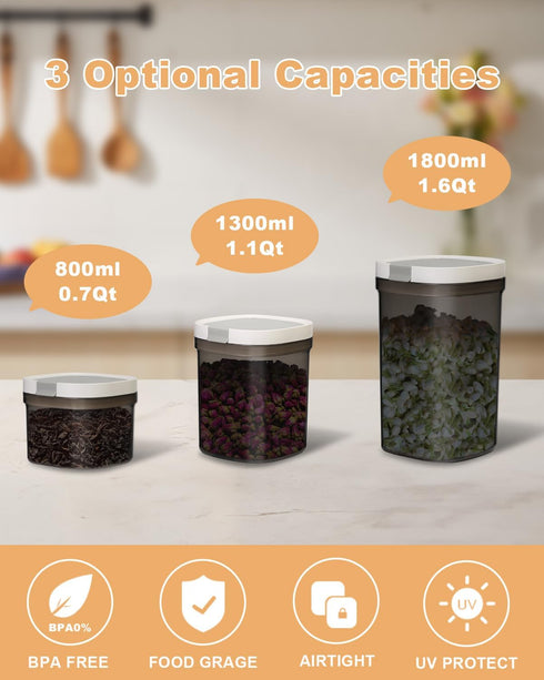 Large Food Storage Containers with Lid Airtight, 1.6QT/1800ML BPA Free Plastic Pantry Kitchen Canister for Flour, Sugar, Cereal, Coffee...