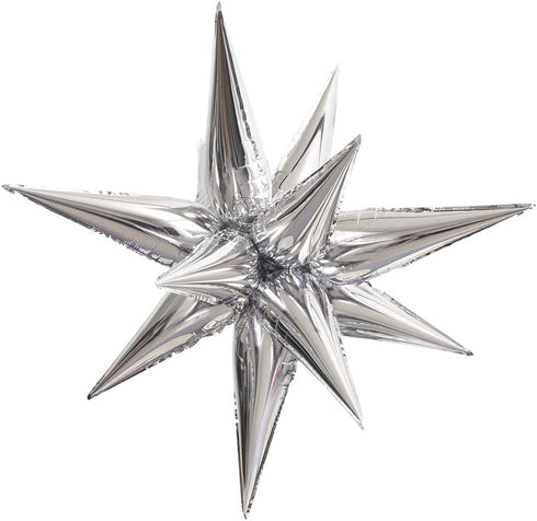 Unique Industries Jumbo Foil 12 Point Silver Star Balloons...