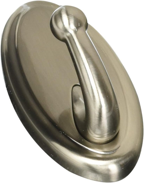 HIGH & MIGHTY 515819 Decorative Metal Hook, Easy Tool-Free Dry Wall Installation, Oval, Holds up to 25lb, Satin Nickel...