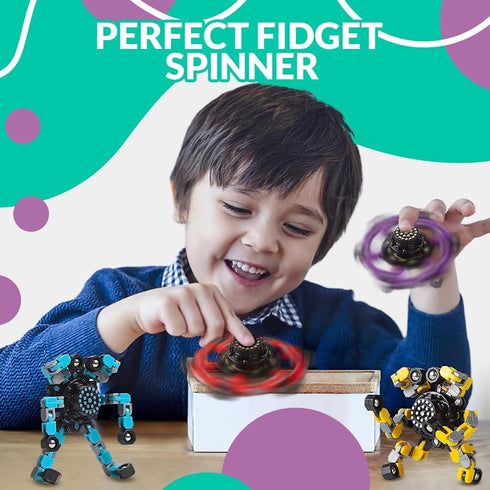 GOMLIN. Transformable Fidget Spinners, 4 Pcs for Kids and Adults, Stress Relief,Sensory Toys for Boys and Girls Fingertip Gyros for ADHD Autism fo...