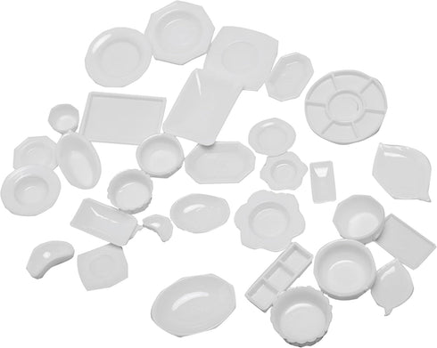 1 12 Scale Doll House 34Pcs Plates Set Miniature Plate Multistyle Tableware Dish Kitchen Accessory Dollhouse Toy Dining Table Furnitures Decoratio...