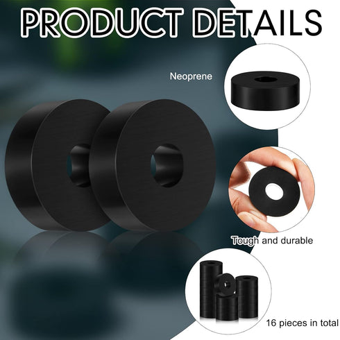 Fabbay Multi Purpose Rubber Spacer 1 Inch OD x 3/8 Inch ID x 1/2 Inch Thickness Black Round Rubber Washers Anti Vibration Rubber Bushings Spacers ...