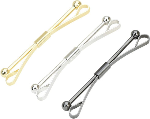 3PCS Shirt Collar Clips Necktie Tie Clips Clip-on Collar Bars Gold Silver Black Metal Cravat Clips Collar Pin Accessories for Men...
