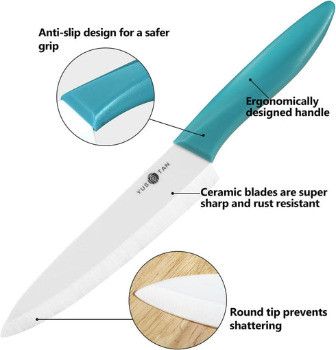 Ceramic Chef Knife 6-Inch Ceramic Kitchen Knife Chef's Knife with Sheath Cover Sharp Shatter proof Ceramic Blade Edge, Ideal for Cutting Meats Fru...