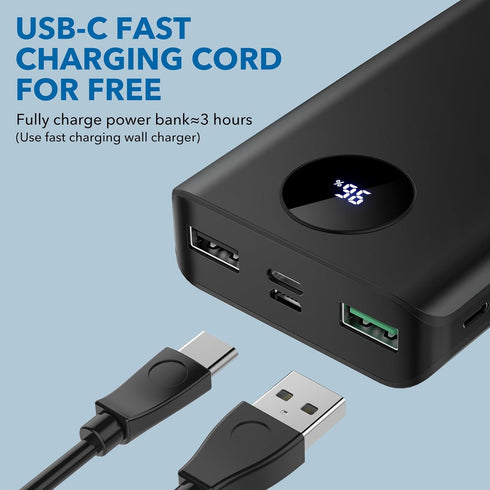 5V 2A Heated Vest Battery Pack,LCD Display Power Bank Heated Jacket,PD 22.5W Fast Charging 10000mAh Portable Charger,Battery Phone Charger for iPh...