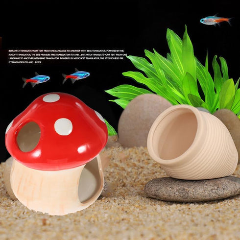 Saim Aquarium Mushroom House, Ceramic Mushroom Cave, Fish Tank Landscape Aquarium Hideout Hideaway Spawning Cave for Betta Fish, Shrimp Crab to Re...
