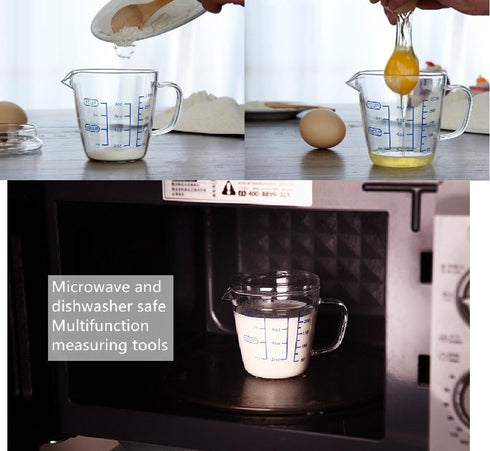 Rocaware 1 Cup Borosilicate Glass Measuring Cup with 50ML Intervals Scale New Kitchen Accessories Easy Measure Liquid Powder Milk Cups...