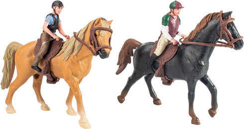 People Horse Riding Figurine Realistic Riding People Action Figure Plastic Horse Rider Model for Farm Animal, Set of 2...
