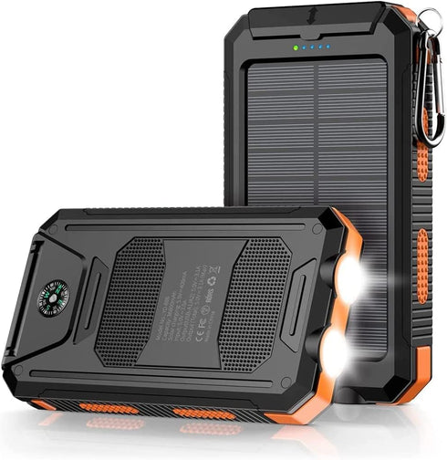 Power Bank,Solar Charger,36800mAh 5V3.1A QC 3.0 Dual 2 USB Port Built-in Powerful Flashlight IPX7 Waterproof Dustproof Shockproof(Deep Orange)......