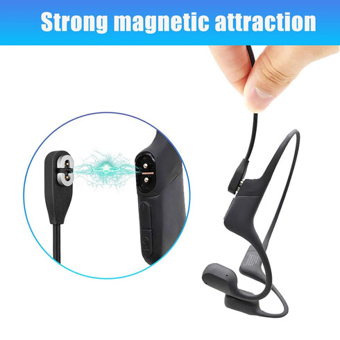 RUKUHOT 2 Pcs Replacement Charging Cable Flexible USB Cable with Magnetic Charger Connector Compatible with AfterShokz Aeropex/OpenComm & Shokz Op...
