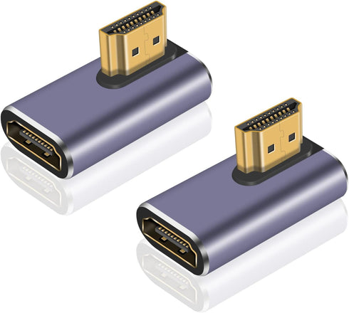 Poyiccot HDMI 90 Degree Adapter 8k, Right Angle HDMI 2.1 Adapter, 48Gbps HDMI Male to Female Adapter Extender Connector Supports 8K@60Hz, 4K@120Hz...