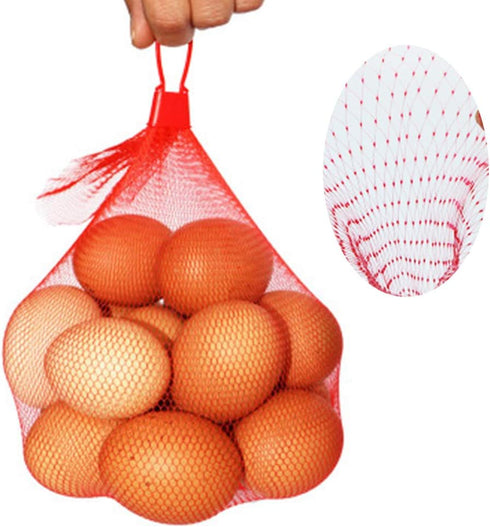 100 Pack 20'' Mesh Nylon Netting with Loop-Style Closures, Red Reusable Nylon Mesh Net Produce Grocery Toys Fruits Vegetables Storage Poly Bags, S...