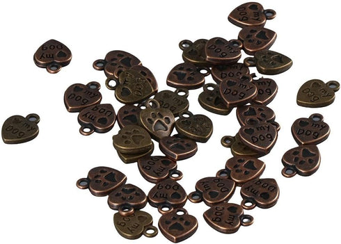 100Pcs My Dog Claw Pendant,Pet Charm Peach Heart Shape Double-Sided Pendant,Necklace Jewelry Pendant Accessories...