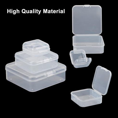 48Pcs Mini Storage Containers, Mixed Sizes Small Rectangular Clear Plastic Storage Containers Box with Hinged Lid for Beads, Organizie Tiny Items,...