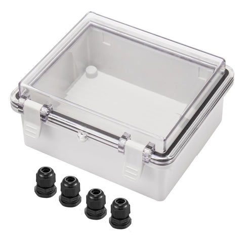 150x150x90mm Plastic Waterproof Junction Box, Project Box with Hinged Shell Plastic Latch, Universal IP67 Electrical Project Enclosure Box with PC...
