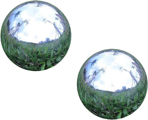 Pack of 2, Stainless Steel Hollow Gazing Ball Mirror Polished Shiny Sphere for Home Garden Ornament (4.7 Inch)...