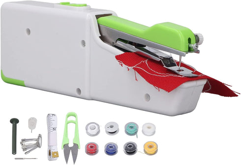 Handheld Sewing Machine, Mini Sewing Machine Kits, Portable Household Hand Stitching Machine Sewing Device Sewer with Scissors, Tape Measure & Sew...