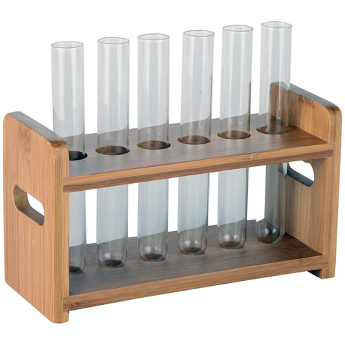 Lily's Home Bamboo Test Tube Vial Shot Glasses Holder Rack, Great as Pen Stand, Made from Bamboo with Built-In Handle, Rack Only, Glass Tubes NOT ...