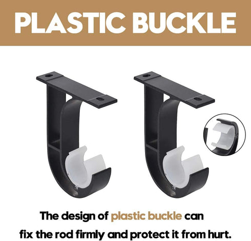AddGrace Ceiling Curtain Rod Bracket, Heavy Duty Curtain Rod Holder with Plastic Buckle, Aluminum Alloy, Window Hardware Fit up to 1-2/16 Inch, Se...