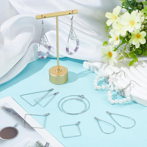 UNICRAFTALE 80pcs 4 Styles Beading Hoop Earrings Stainless Steel Hollow Hoop Earrings Finding Mixed Shapes Hoop Pendant Component for DIY Earrings...