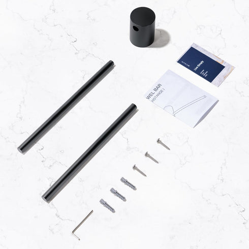 HITSLAM 24 Inch Matte Black Towel Bar, SUS304 Stainless Steel Single Base Towel Rack Wall Mounted, Modern Home Decor Bathroom Towel Holder with Ha...