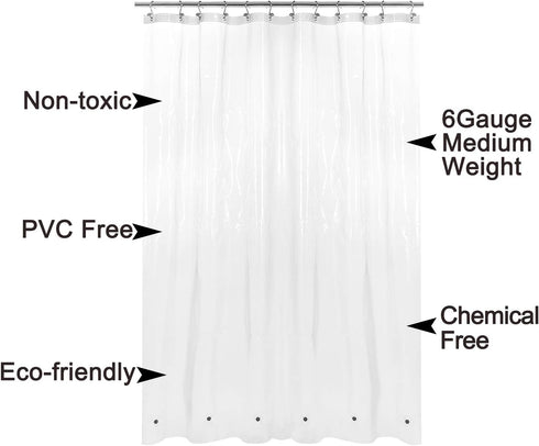 Barossa Design Longer Shower Curtain/Liner with 75 inches Height - 6 Magnets on Bottom, Heavy Duty Waterproof PEVA, PVC Free, Metal Grommets, 72x7...