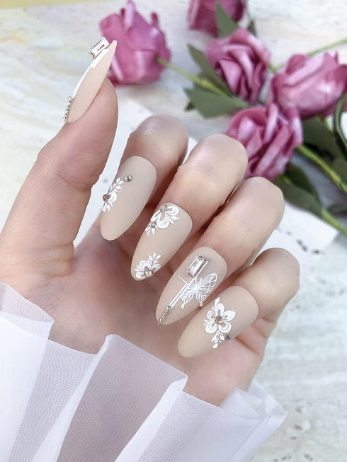 Flower Nail Art Stickers 6 Sheets Engraved Flower Nail Stickers 3D Self-Adhesive Nails Art Supplies Flower Butterfly Design French Manicure Decals...