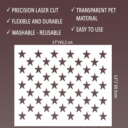 Extra Large Star Stencil (17x12 Inches) - 50 Stars American Flag Stencils for Painting on Wood - Airbrush, DIY Drawing, Spray Paint Stencil & Craf...