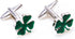 Clover Green Irish Ireland Shamrock 4 Leaf Pair Cufflinks in a Presentation Gift Box & Polishing Cloth...