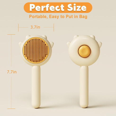 Paw Cat Brush with Release Button, Self Cleaning Cat Brush for Shedding, Cat Hair Brush for Grooming Long and Short Haired Cats Dogs (Yellow)...
