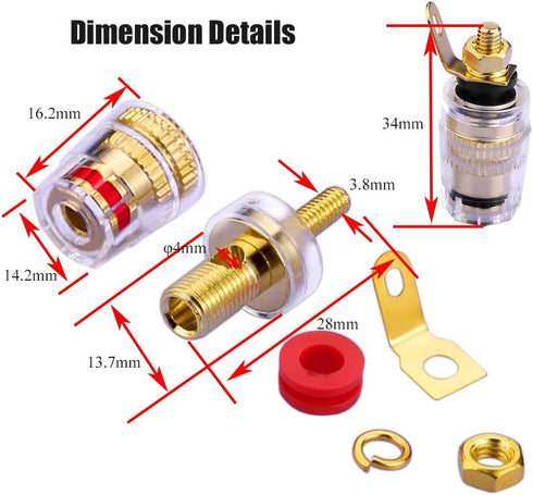 4mm Banana Plug Socket Connector Binding Post for Amplifier Speaker Terminal in-Wall Plate (8-Pack)...