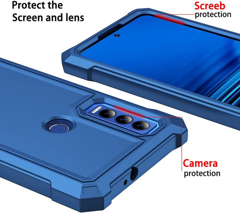for Cricket Ovation 3 case, with Tempered Glass Screen Protector 360 Full-Body Soft TPU Bumper Shockproof Silicone Protective Phone Cover Case for...