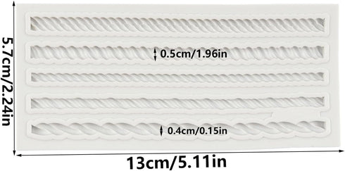Hemp Rope Fondant Molds Rope Cake Decorating Silicone Molds For Cake Border Decoration Cupcake Topper Chocolate Candy Sugar Craft Polymer Clay Gum...