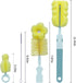 Baby Bottle Brush - 4 in 1 Bottle Scrubber Cleaner Brushes Set, Sponge Milk Water Brush Kit, includes Baby Bottle Cleaner Brush, Nipple Brush & St...