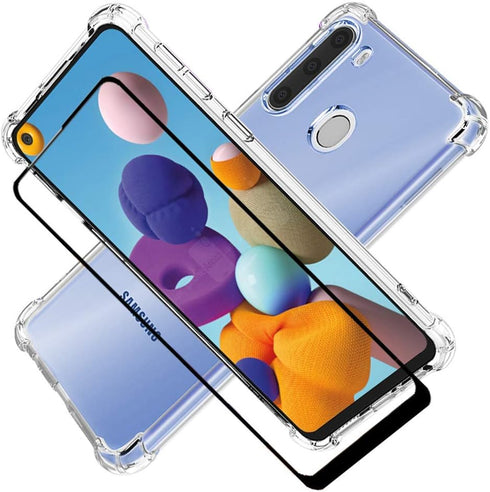 for Galaxy A21 Phone Case, Samsung A21 Phone Case, with Screen Protector, Design Well Made Shockproof Slim Clear Color Soft TPU Protection Cover C...