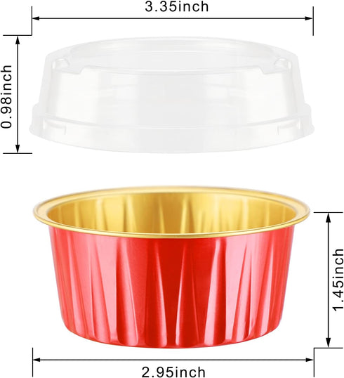 EUSOAR Dessert Cups with Lids, 30pcs 5oz Disposable Aluminum Tin Foil Ramekins Cupcake Baking Cups Containers Wrappers with Lids, Mini Aluminum Ch...